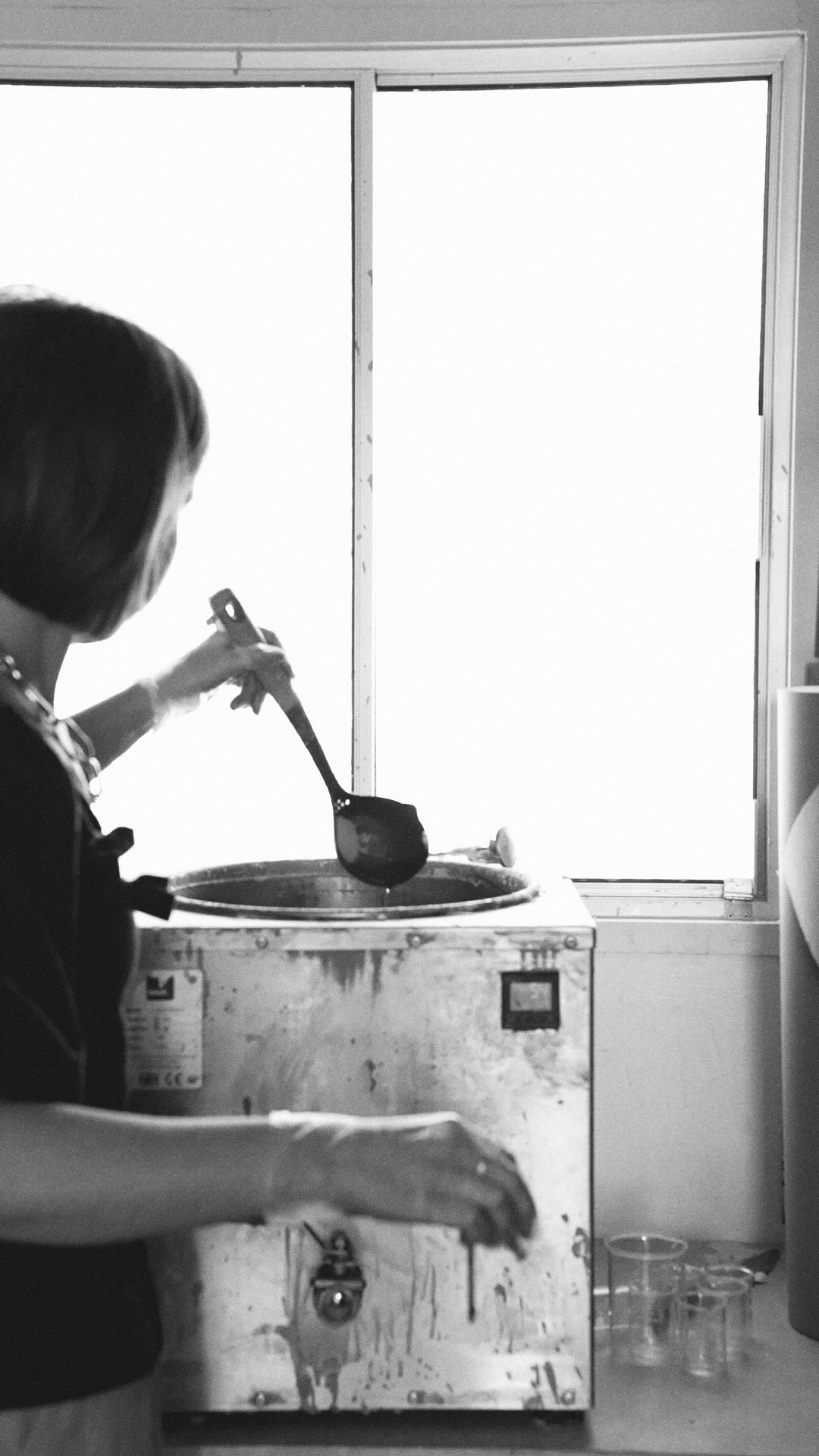 Person working in a candle studio